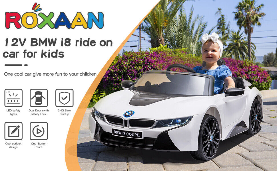BMW i8 Electric Ride-On Car for Kids with Remote Control, MP3 Player, and LED Lights - Officially Licensed 12V Model