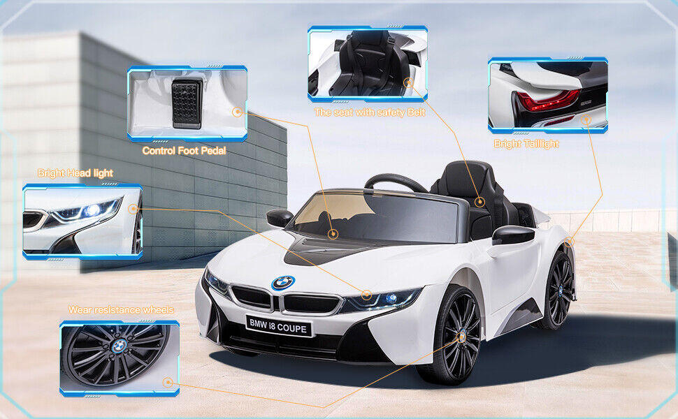 BMW i8 Electric Licensed Ride-On Car for Kids with 12V Battery and Remote Control