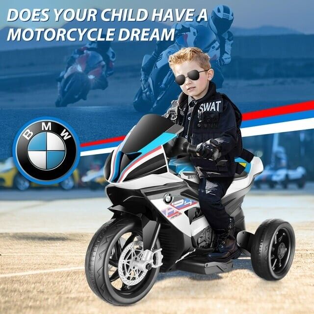 BMW Kids Electric Motorcycle - 12V Battery Powered Ride-On Bike in Sleek Black Design