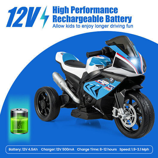 BMW Kids Motorcycle Ride-On Toy for Ages 3-8 - Blue