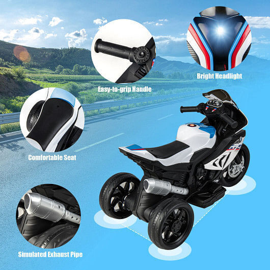 BMW Kids Motorcycle Ride-On Toy for Ages 3-8 - White