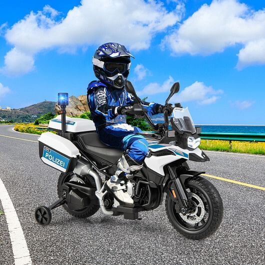 BMW Kids Ride On Police Motorcycle with Light and Music - White