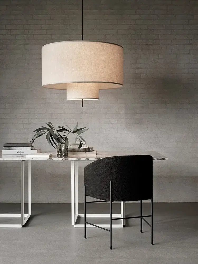 Bohemia wabi sabi beige linen tiered pendant lights for dining room
