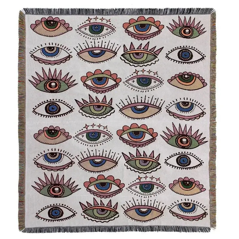 Bohemian camping blanket yellow sun pattern living room throw