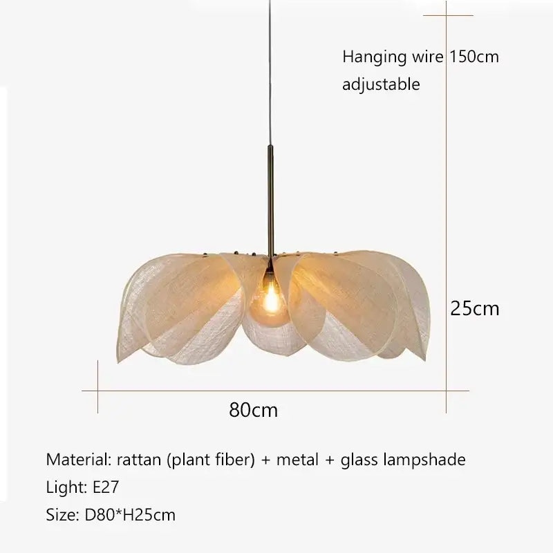 Bohemian cream fabric flower chandelier for dining room lighting