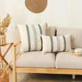 Bohemian cream & gray geometric tassel cushion cover living room