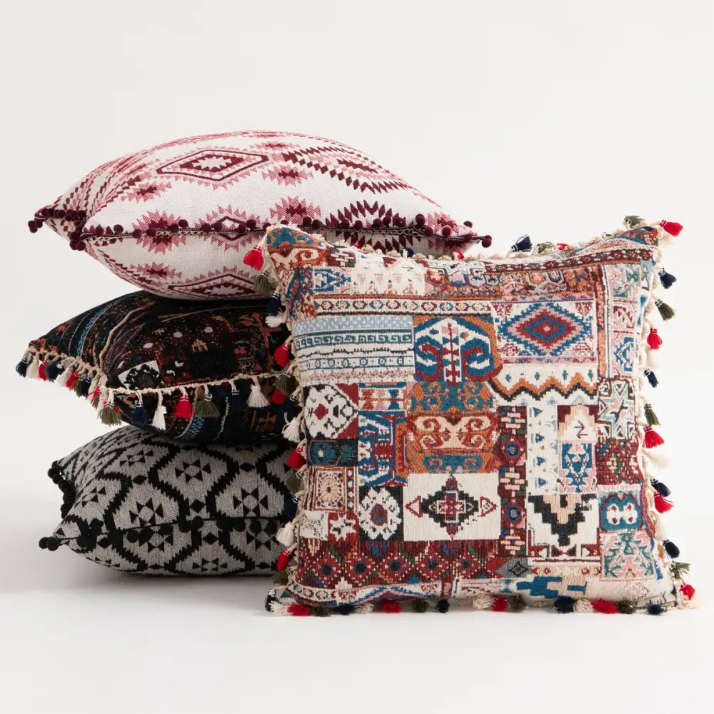 Bohemian flower cushion cover black floral living room pillow case