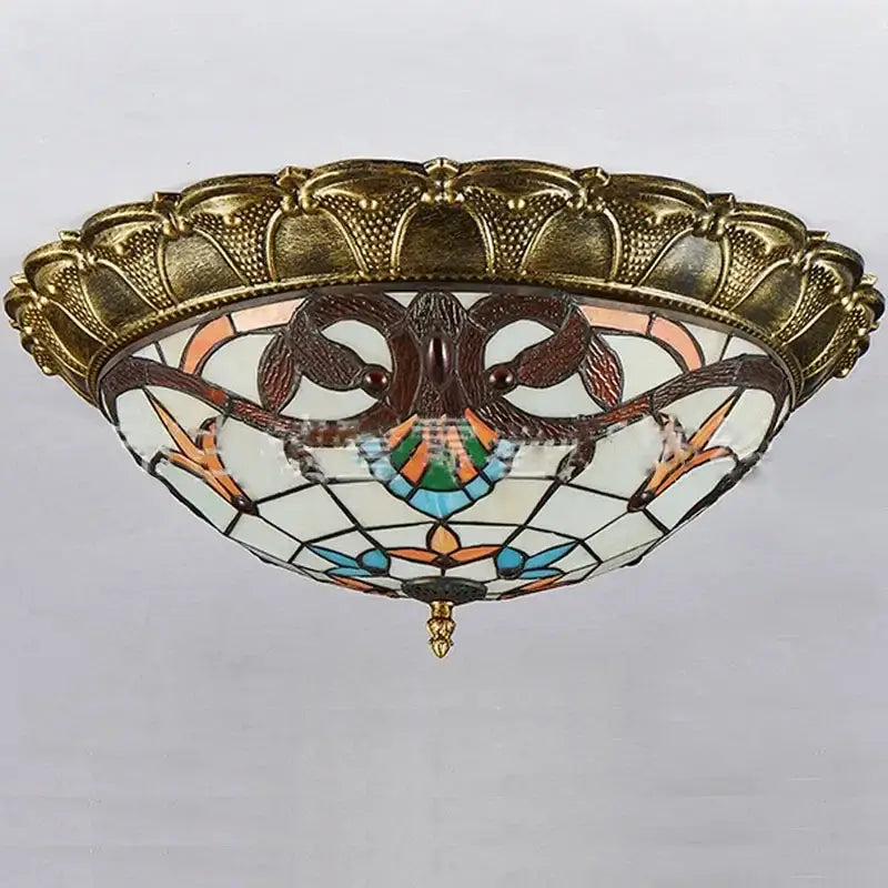 Bohemian glass ceiling light amber stained glass bedroom lamp