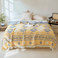 Bohemian gray & white cotton throw blanket bedroom gauze bedspread