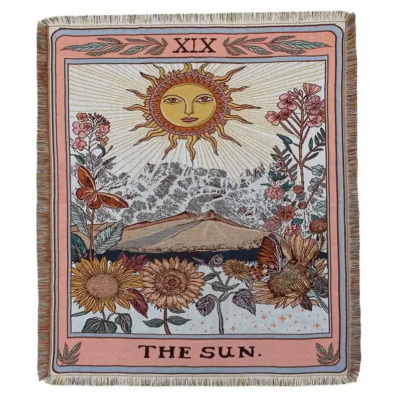 Bohemian outdoor blanket gray tiger tapestry rug living room throw