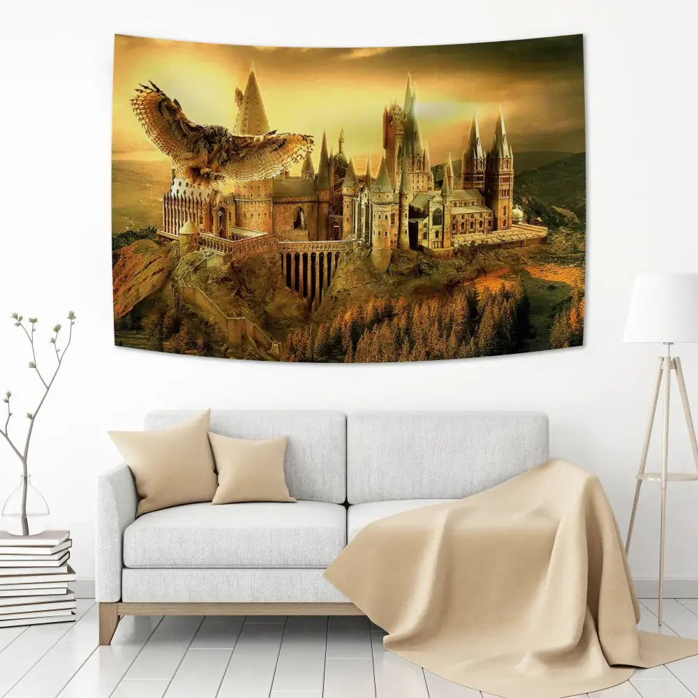 Bohemian red & blue hogwarts art tapestry bedroom wall decor
