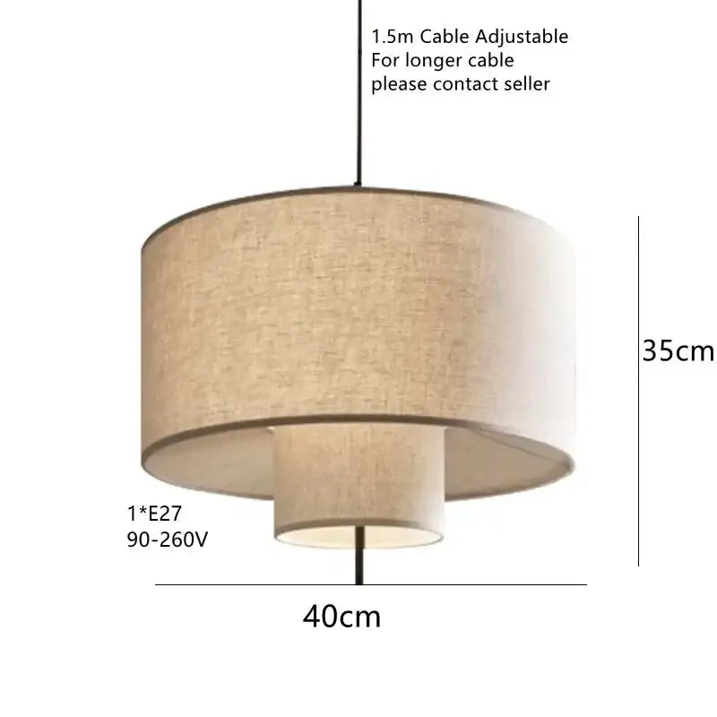 Bohemian wabi sabi beige linen pendant lamps for living room