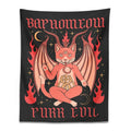 Boho black and pink cat baphomeow tapestry for bedroom wall decor