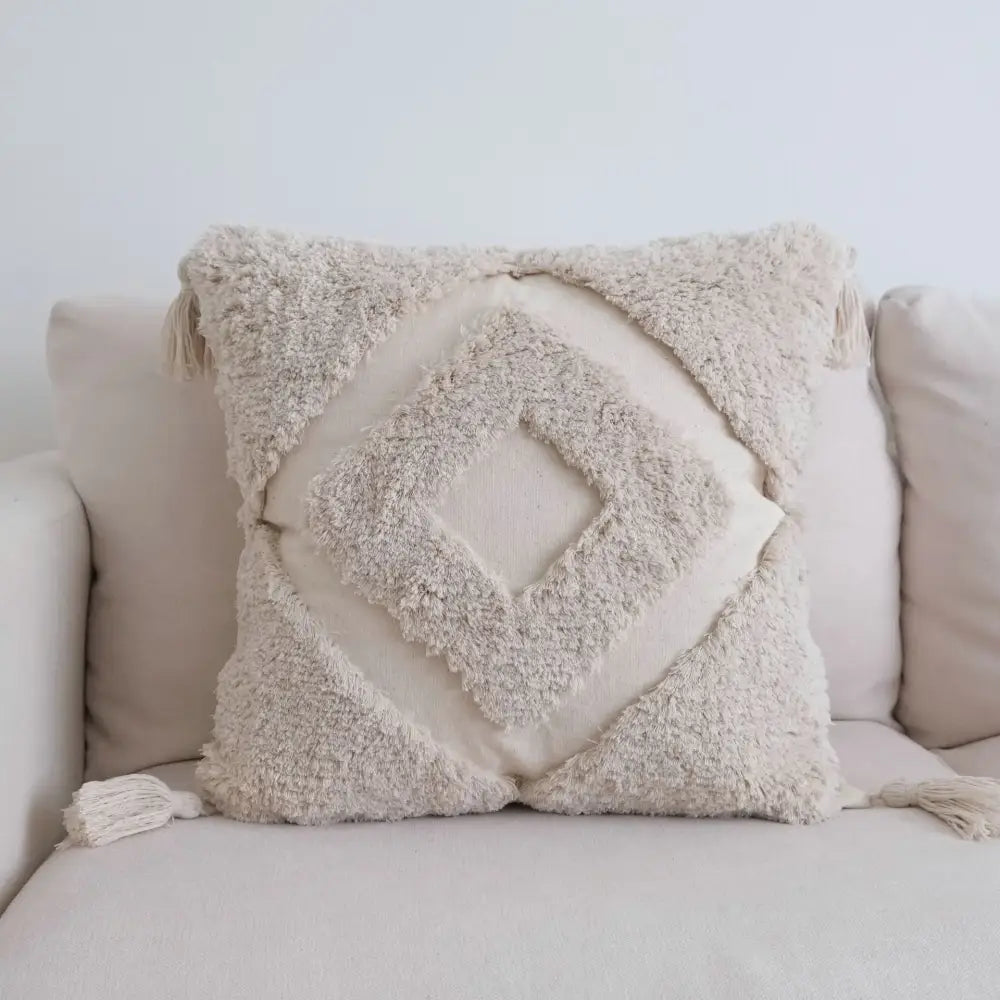 Boho black & white tufted tassel cushion cover living room pillow case