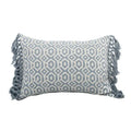 Boho blue & white tassel cushion cover living room pillow