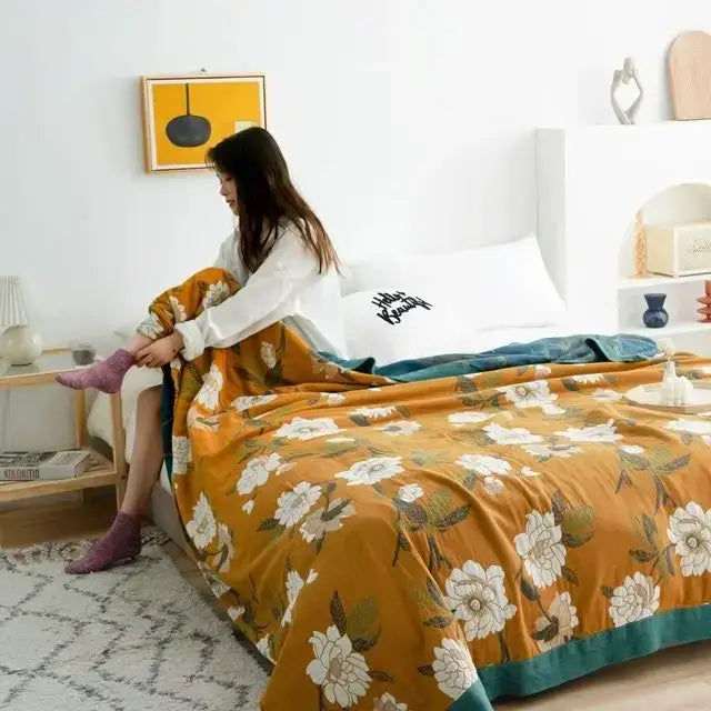 Boho cotton blanket patchwork geometric throw bedroom decor