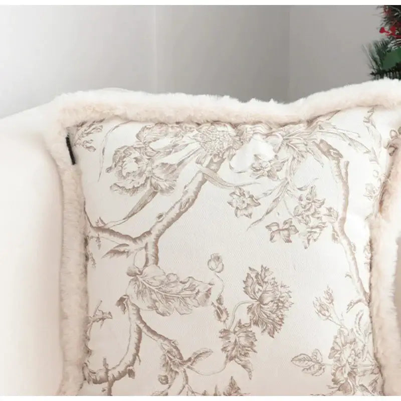 Boho cream leaf geometry tufted cushion cover living room decor