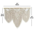 Boho cream macrame wall hanging tapestry bedroom geometric fringe