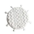 Boho cream textured round lumbar pillow cover set bedroom tassels