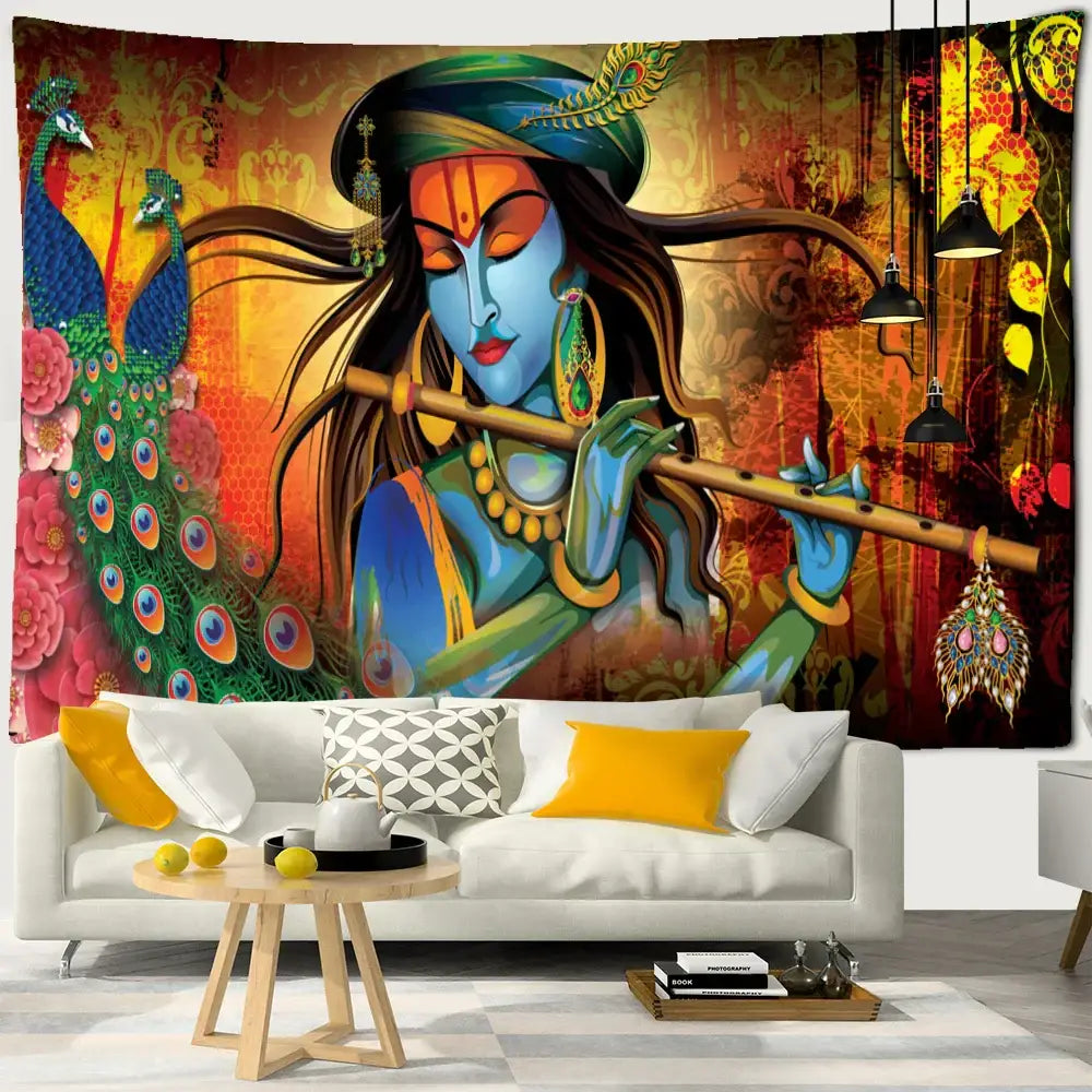 Boho elephant mandala tapestry purple & gold lakshmi bedroom decor