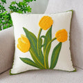 Boho floral embroidered green & brown cushion cover living room