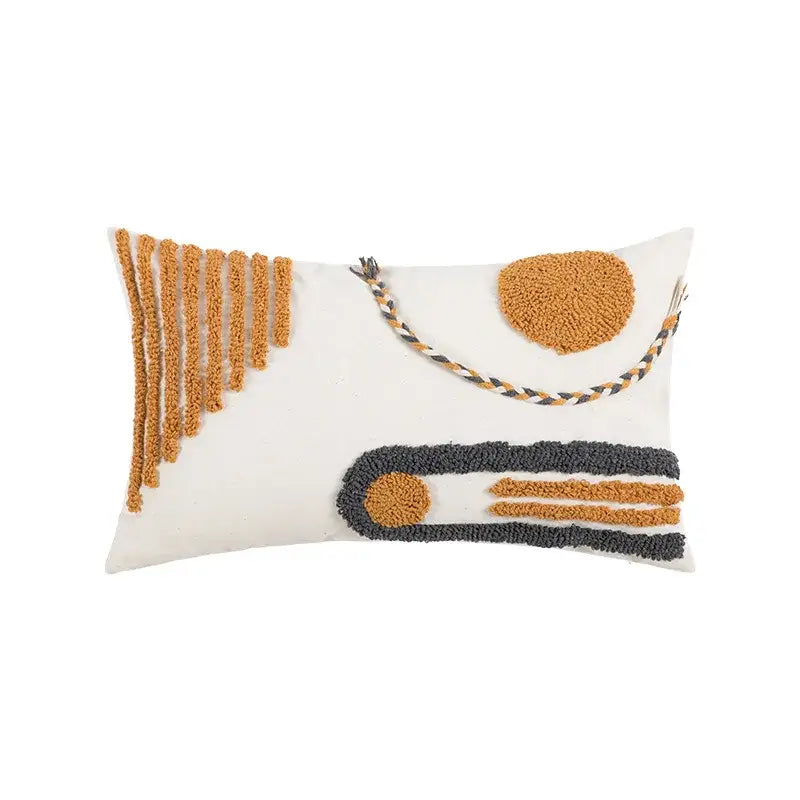 Boho geometric embroidered cotton cushion cover living room decor