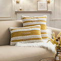 Boho geometric mustard & cream cushion cover living room decor