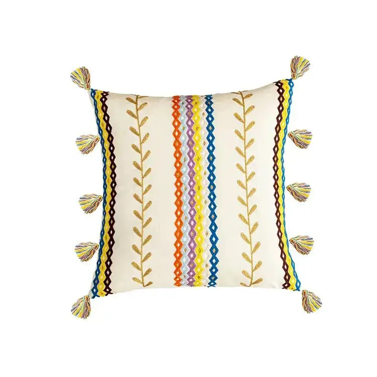 Boho geometric tufted cushion cover cream & gray living room pillow