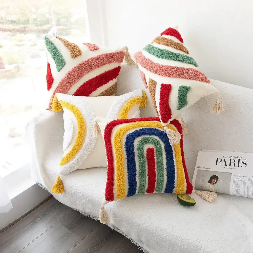 Boho geometric tufted cushion cover living room textured pillow case