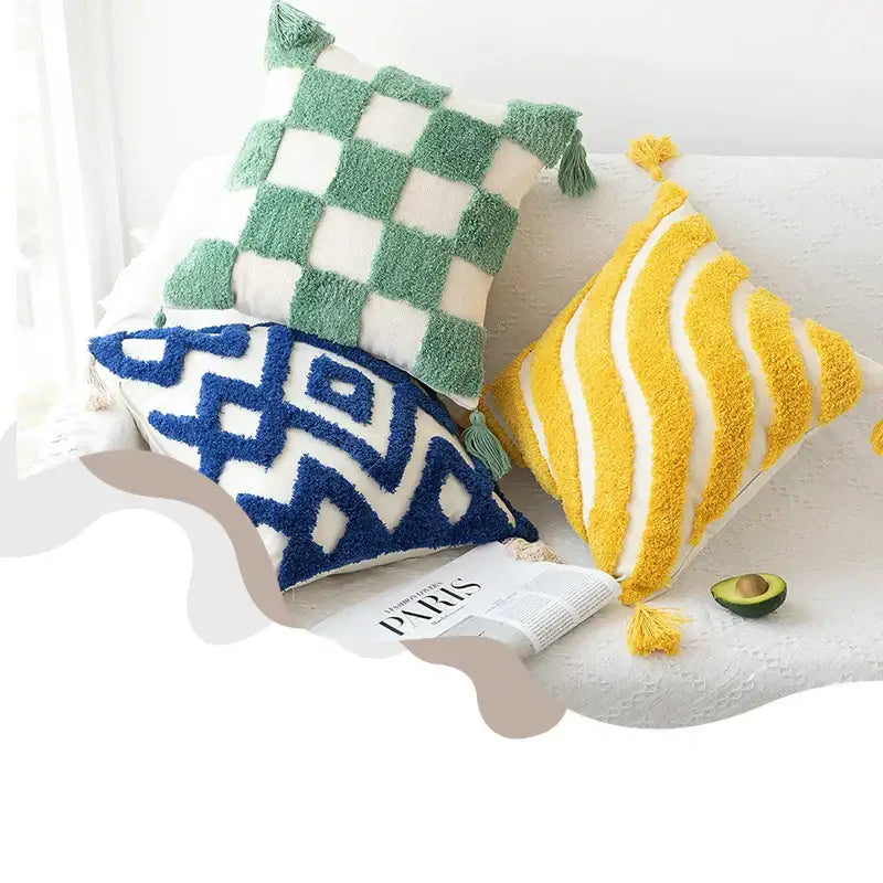Boho geometric tufted cushion cover living room textured pillow case