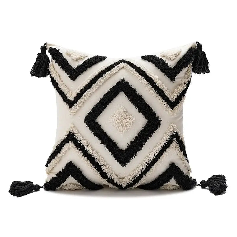 Boho loop tufted geometric pillow cover bedroom tassel cushion