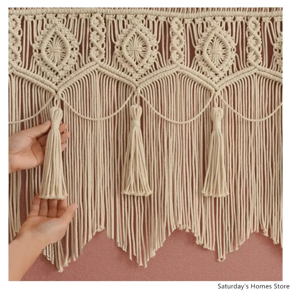 Boho macrame door curtain cream cotton tapestry bedroom decor