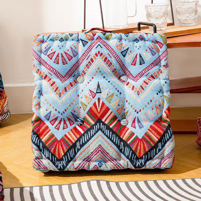 Boho multi color square floor pillows living room seating cushions