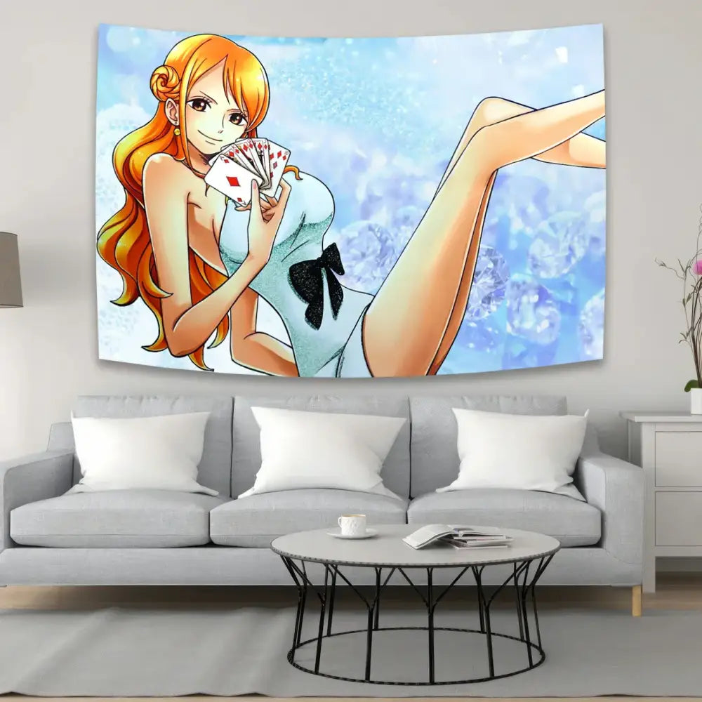 Boho red & white one piece character canvas tapestry bedroom decor