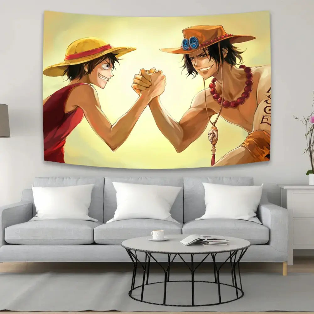 Boho red & white one piece character canvas tapestry bedroom decor