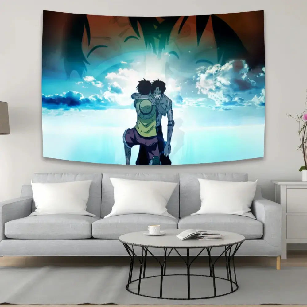 Boho red & white one piece character canvas tapestry bedroom decor