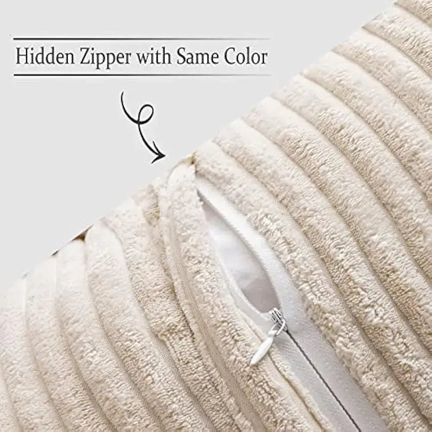 Boho striped pillow covers cream quilted living room decor