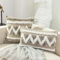 Boho style tufted beige & brown cushion cover living room pillow