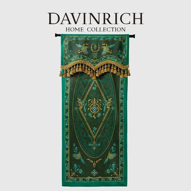Botanic garden velvet blackout curtains emerald & gold bedroom valance