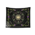 Botanical moon phase floral tapestry – bedroom celestial wall decor