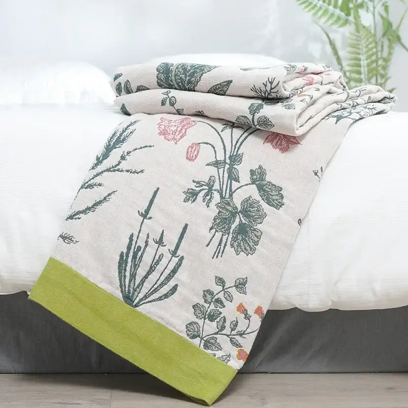 Botanical off-white decorbites cotton leisure blanket bedroom bedspread
