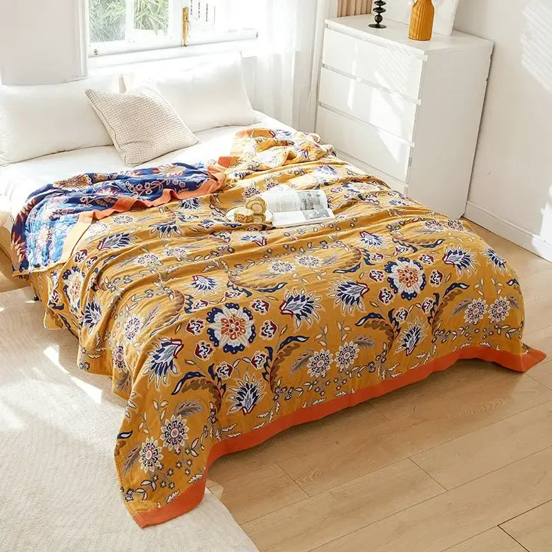 Botanical off-white decorbites cotton leisure blanket bedroom bedspread