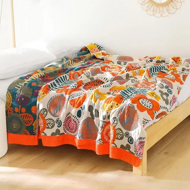 Botanical off-white decorbites cotton leisure blanket bedroom bedspread