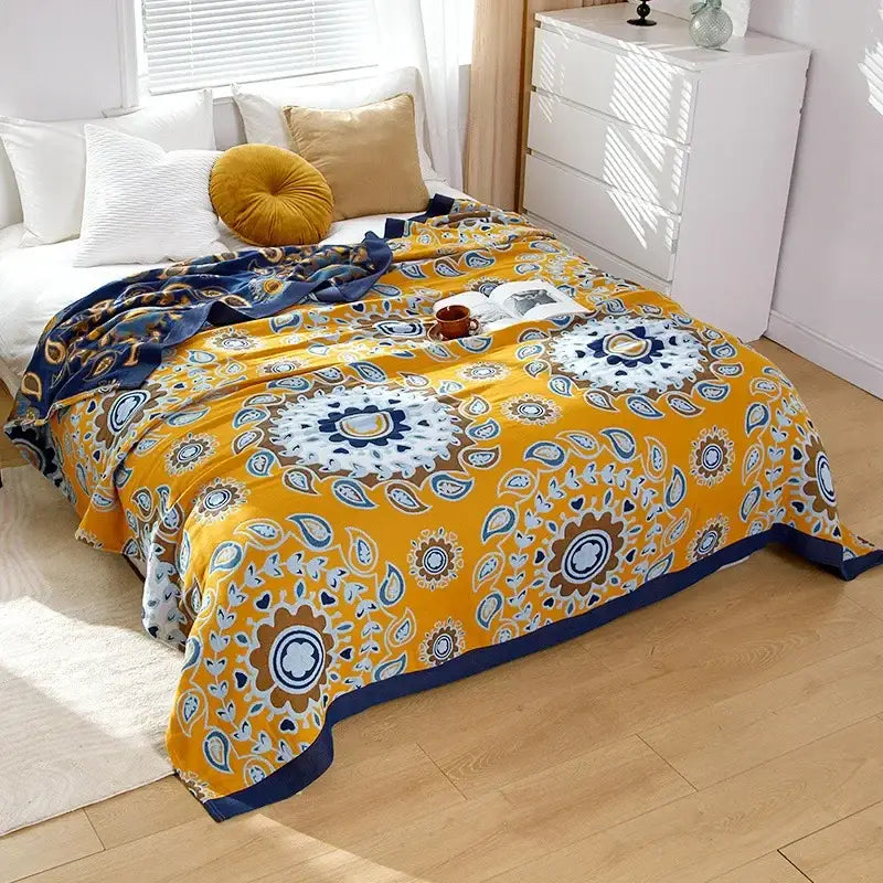 Botanical off-white decorbites cotton leisure blanket bedroom bedspread