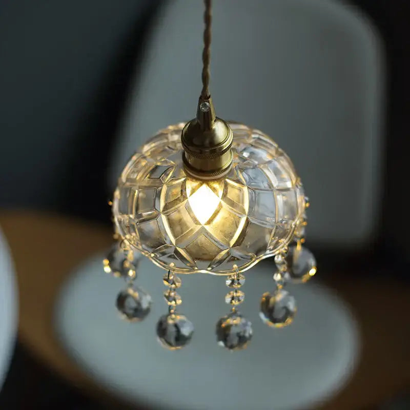 Brass crystal clear glass led pendant lights dining room decorbites
