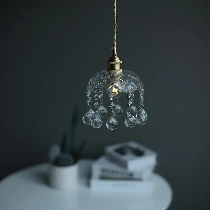 Brass crystal clear glass led pendant lights dining room decorbites