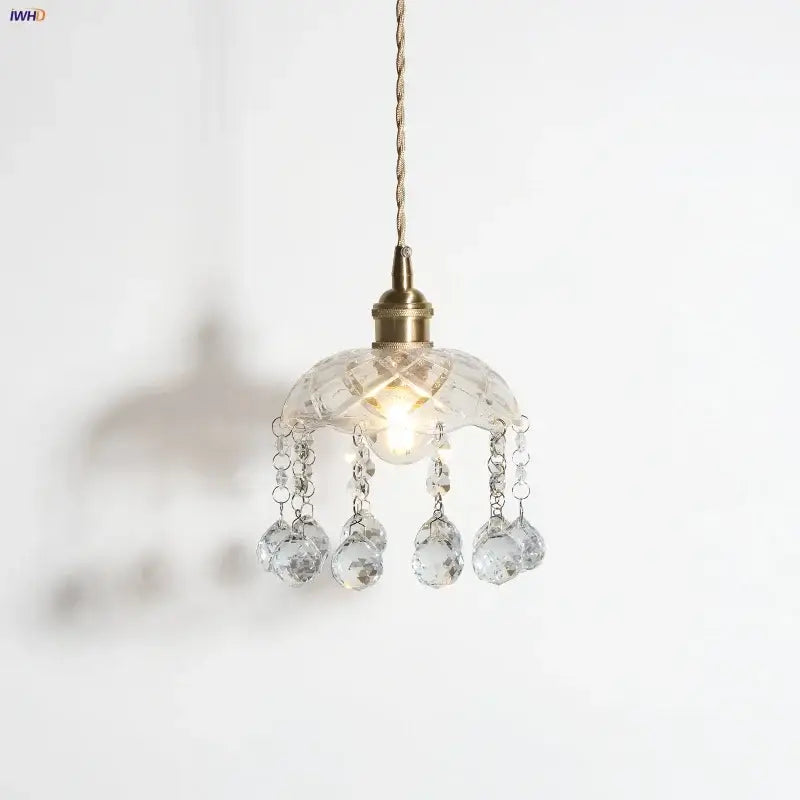 Brass crystal clear glass led pendant lights dining room decorbites