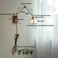 Brass decorbites ash wood blue glass wall sconce bedroom light