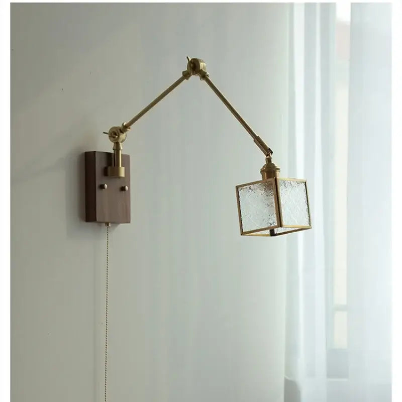 Brass decorbites ash wood blue glass wall sconce bedroom light