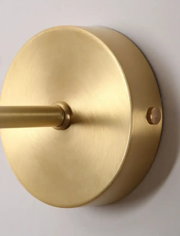 Brass led walnut wood wall lamp bedroom spherical sconce
